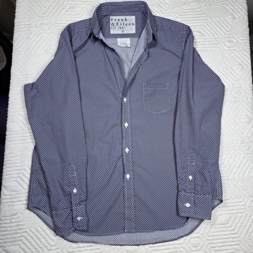 Frank & Eileen Micro Dot Small Blouse Button Up Long Sleeve Dress Shirt Size S